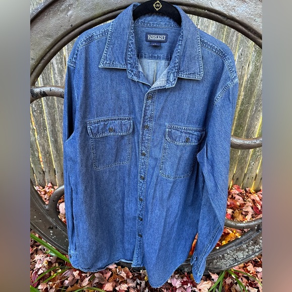 Lands' End Shirts Lands End Mens Tall Denim Farm Shirtshacket Tall